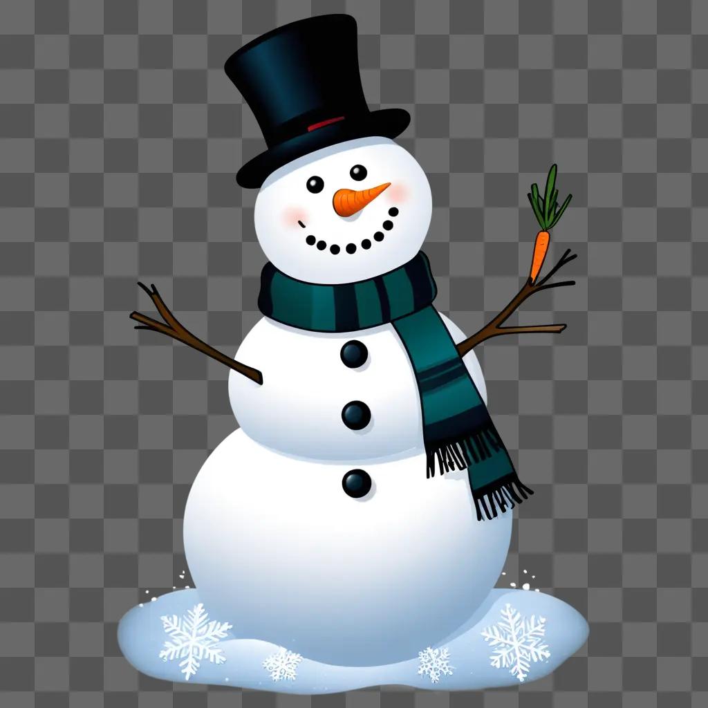 cute snowman with a top hat and scarf