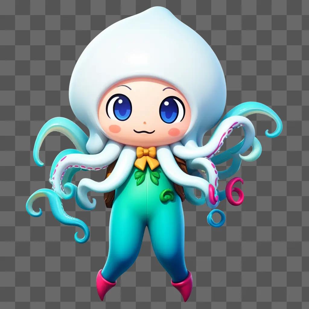 cute squid kid in a blue outfit