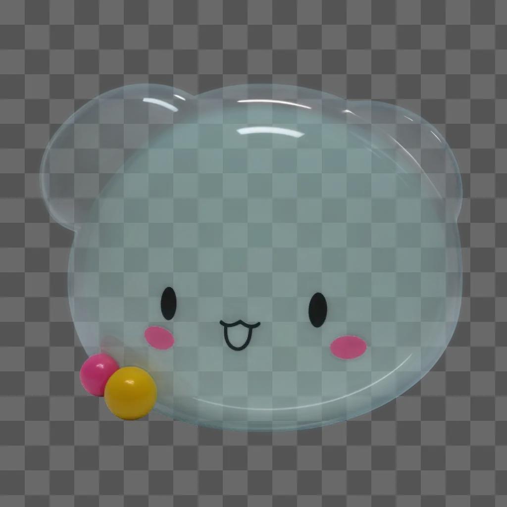 cute transparent plate with a smiling face and two balls