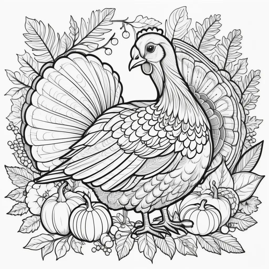 cute turkey in a Thanksgiving coloring page