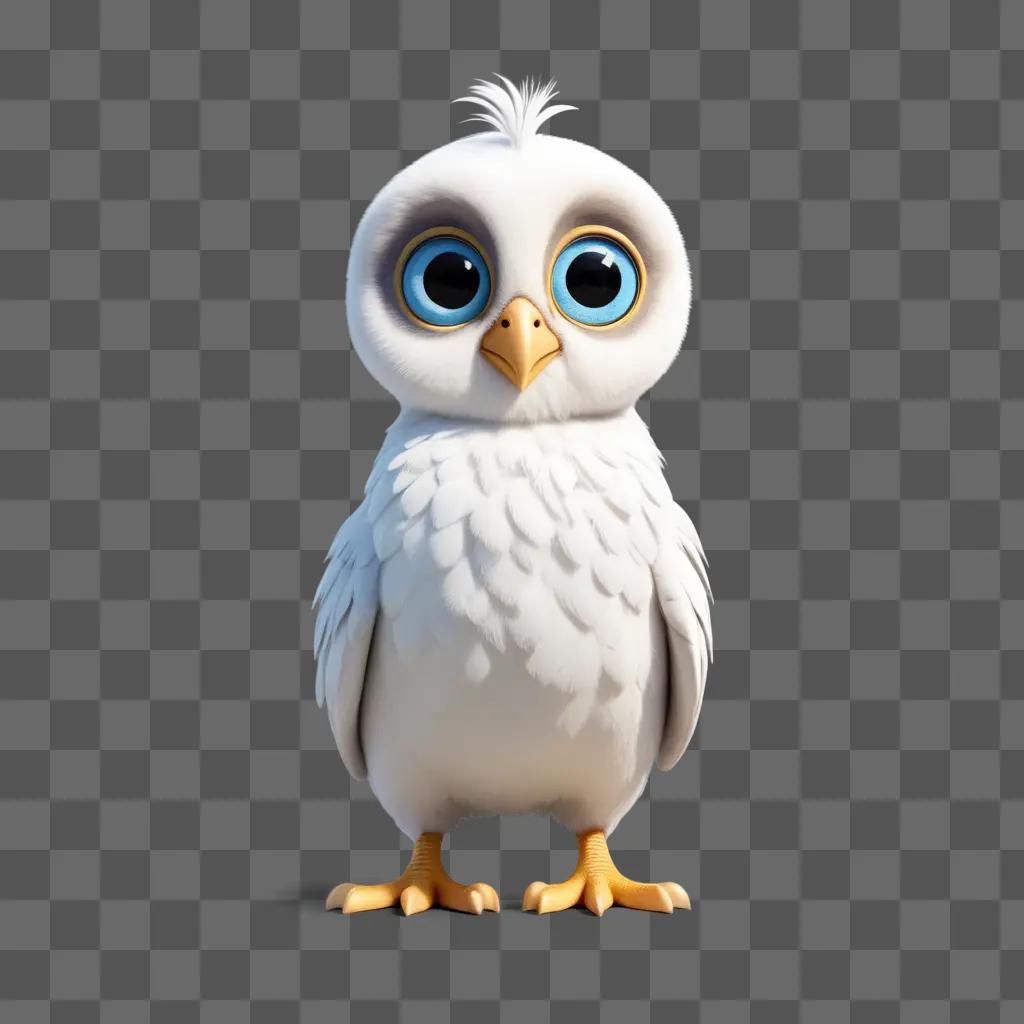 cute white and blue owl with big eyes