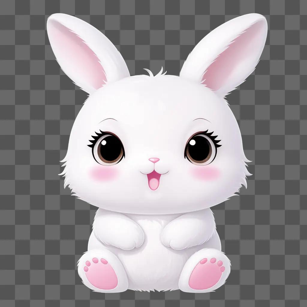 cute white bunny with pink eyes and paws