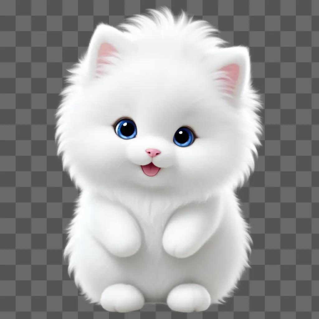 cute white cat is transparently sitting on a white surface