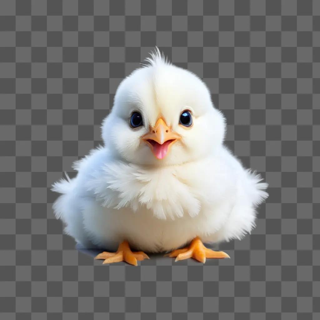 cute white chicken drawing on a gray background