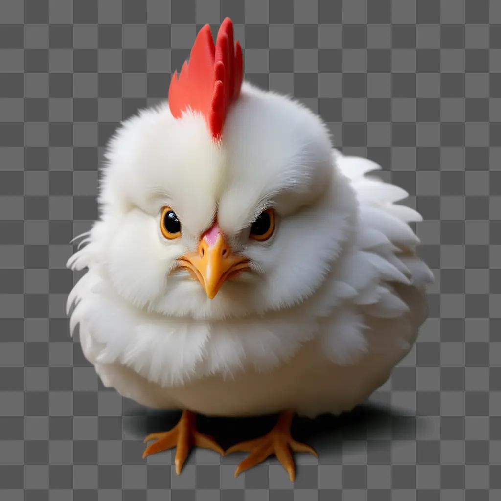 cute white chicken drawing with a red comb