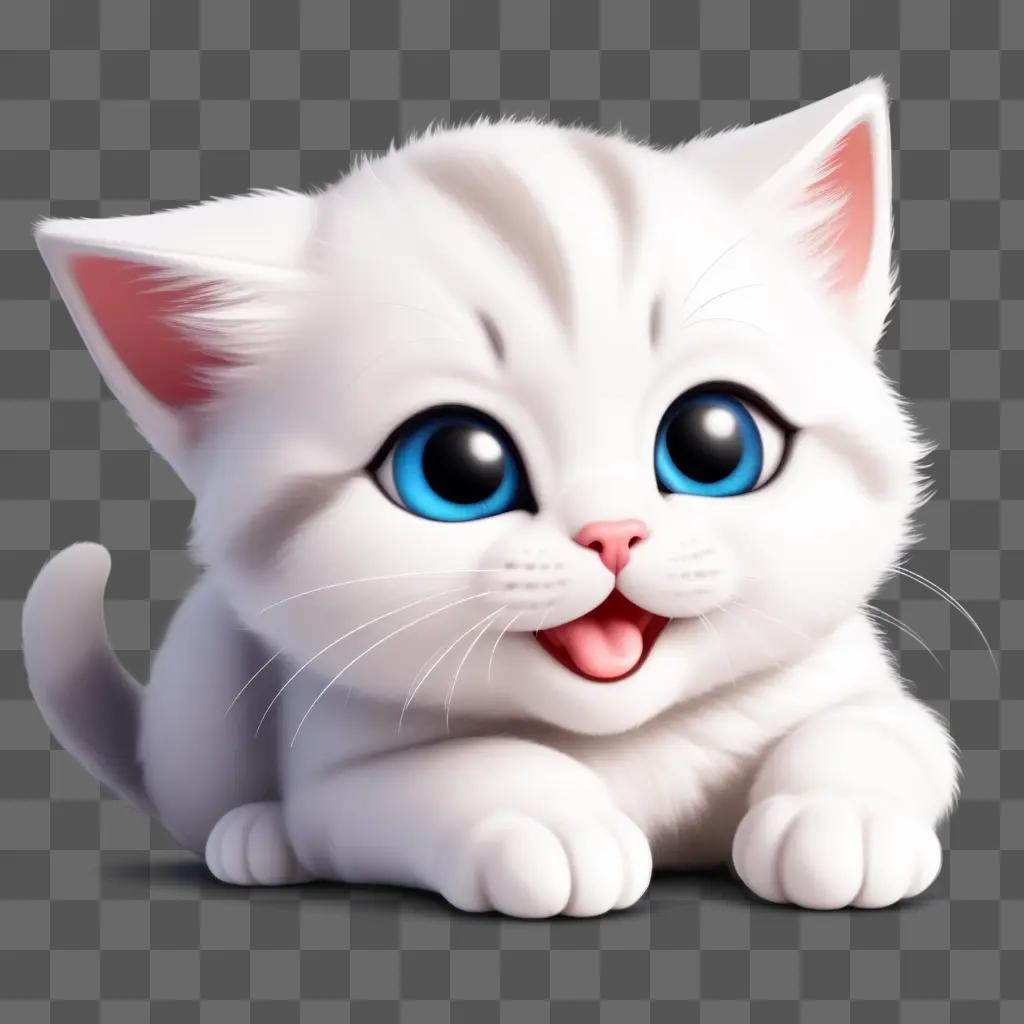 cute white kitten emoji laying on a gray background