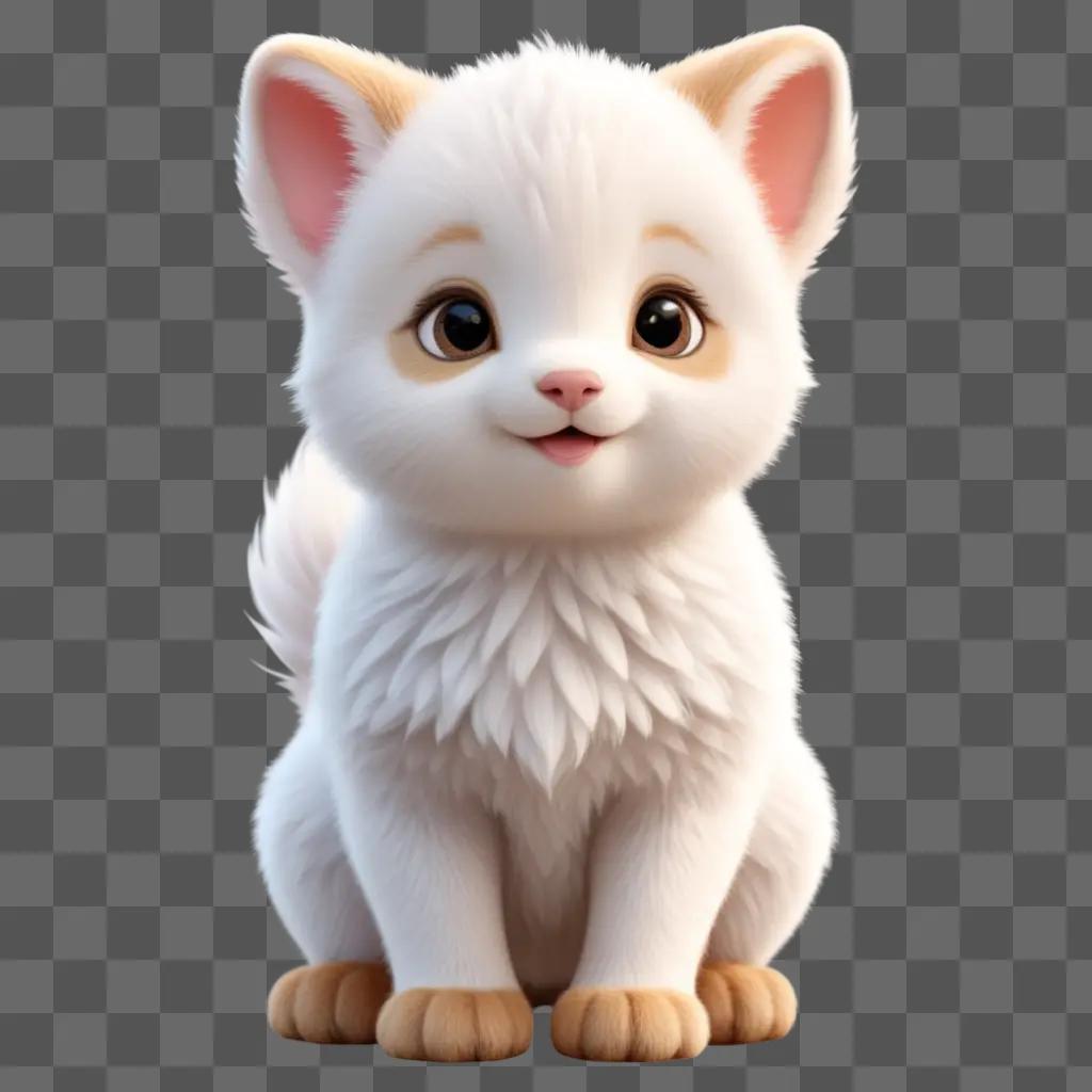 cute white kitten in a fluffy white texture