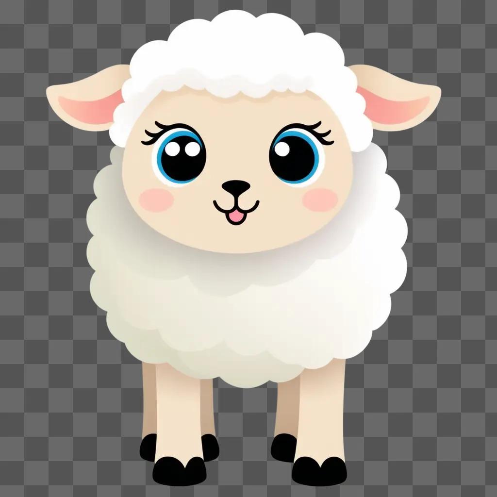 cute white lamb with big eyes and black feet