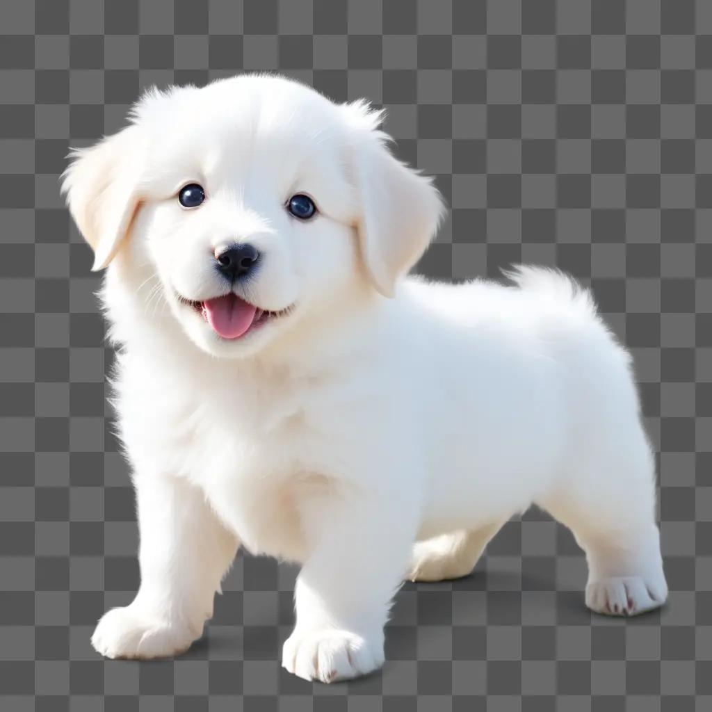 cute white puppy drawing on a grey surface