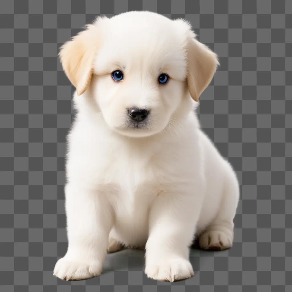 cute white puppy sitting on the floor