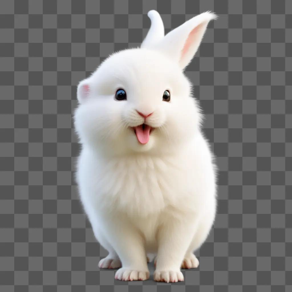 cute white rabbit in a white background