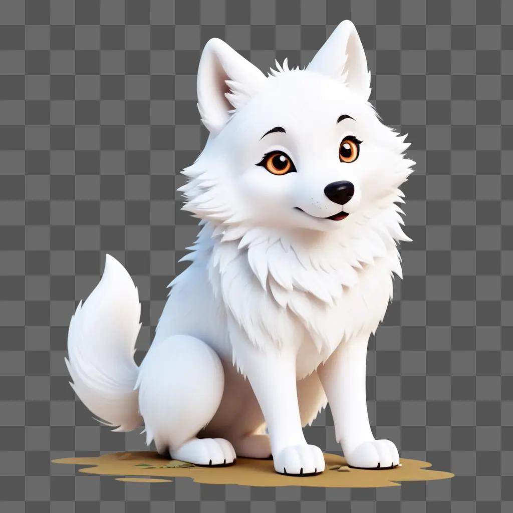 cute white wolf figurine sitting on a rug