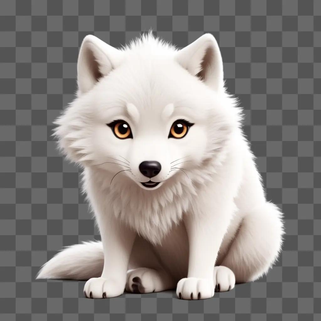 cute white wolf with big brown eyes