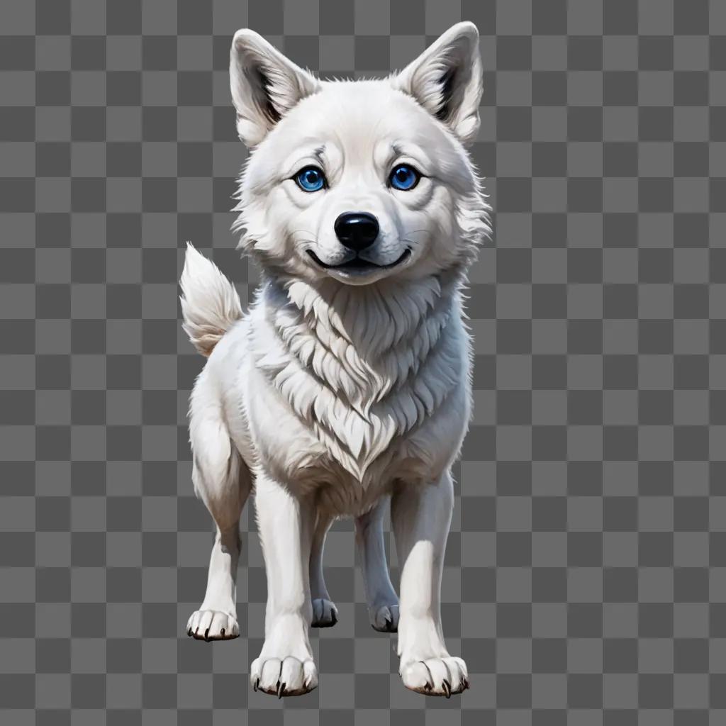 cute wolf drawing A white dog with blue eyes and a white coat