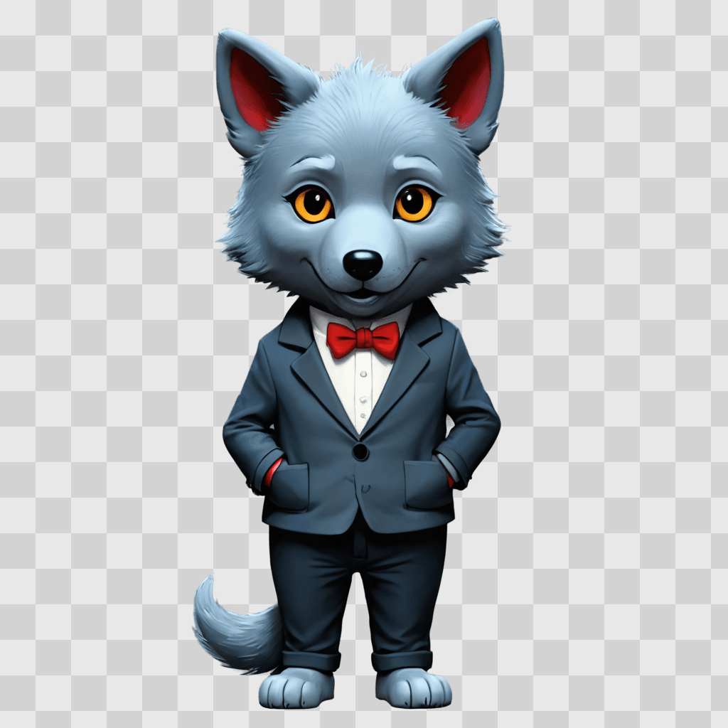 cute wolf drawing A wolf dressed in a suit and bow tie