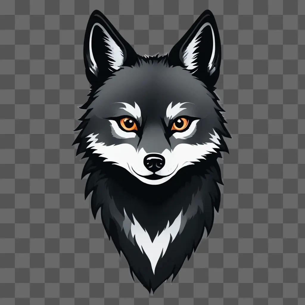 cute wolf drawing A wolf with orange eyes stares at us