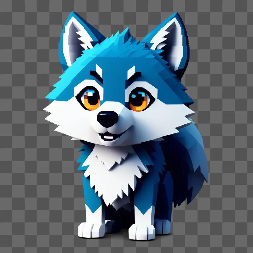 cute wolf with a blue and white coat