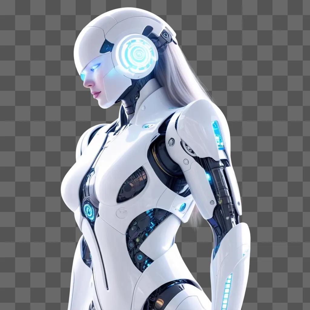 cyborg robot girl poses for a photo