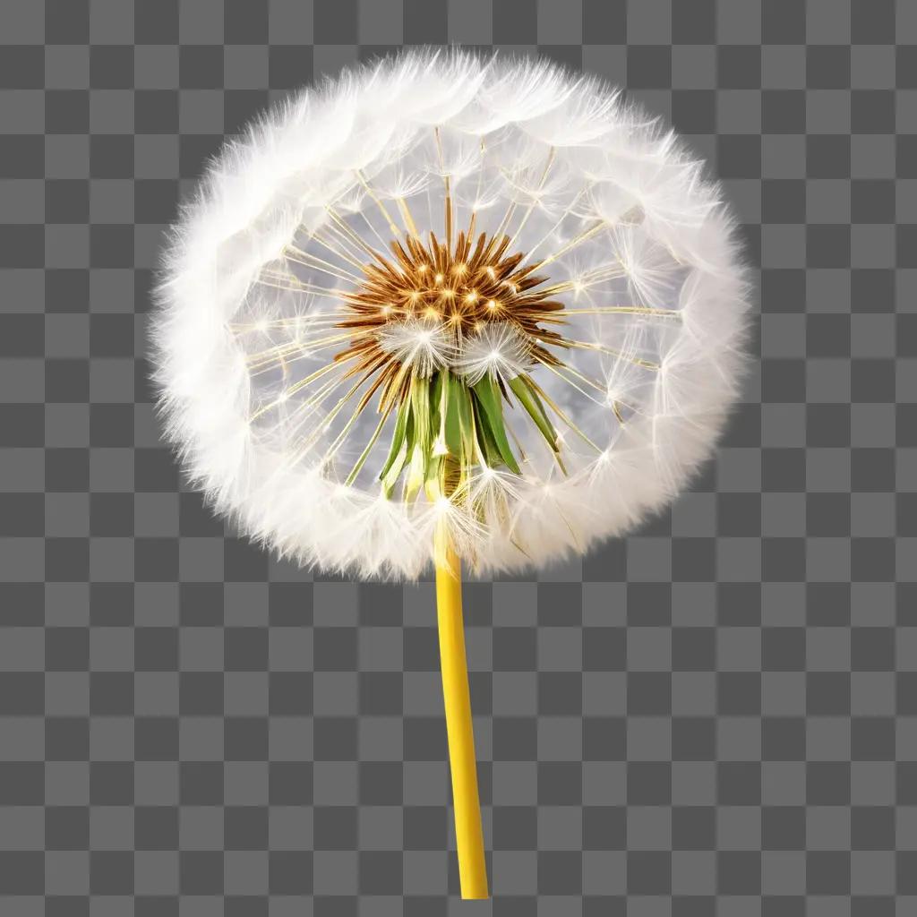 dandelion is on a yellow stick