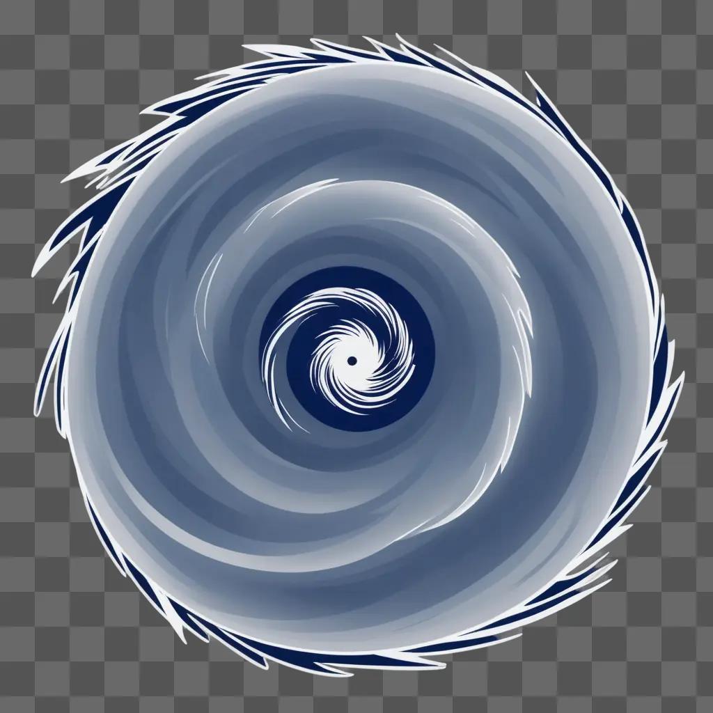 dark blue and white spiral with a black center