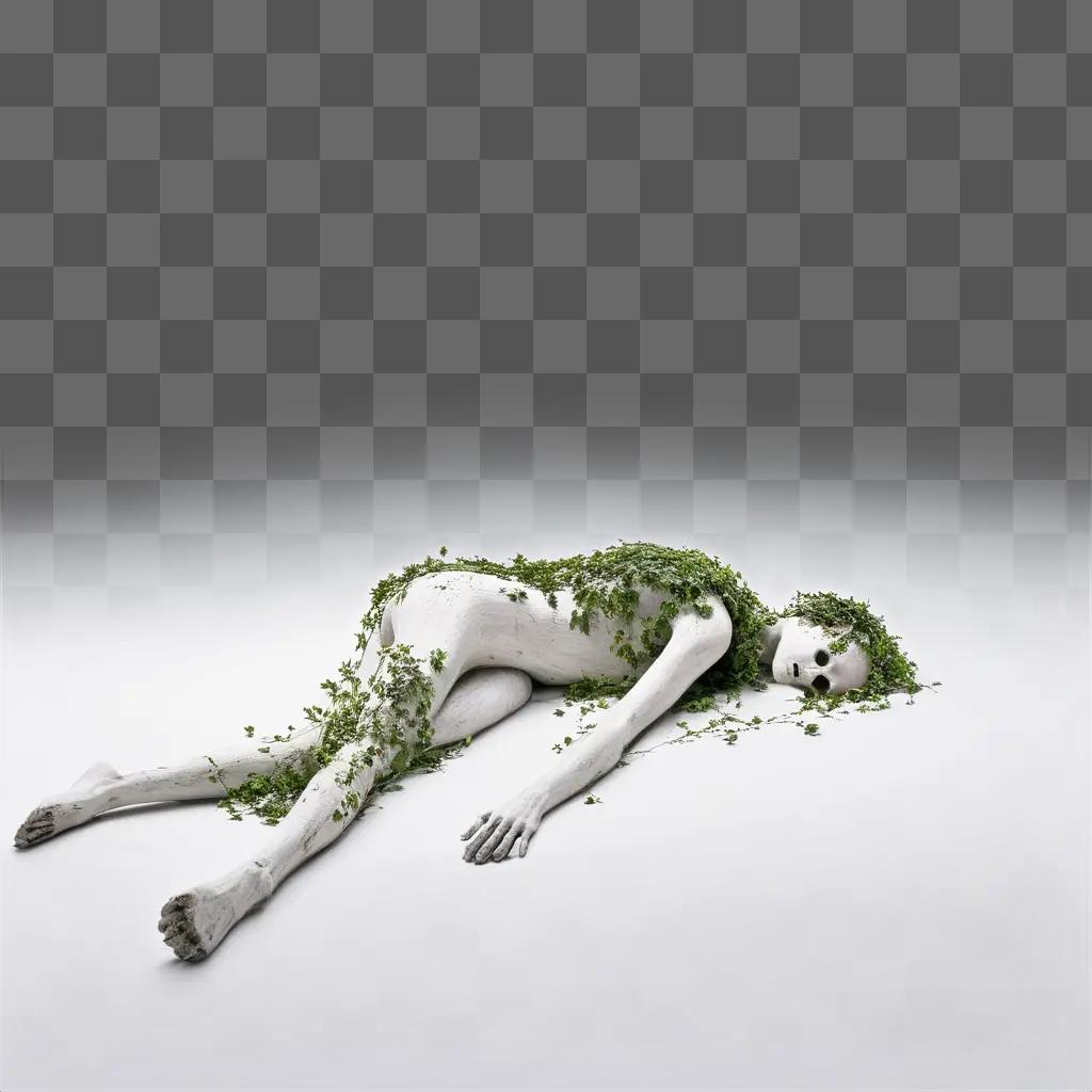 dead body covered in green ivy