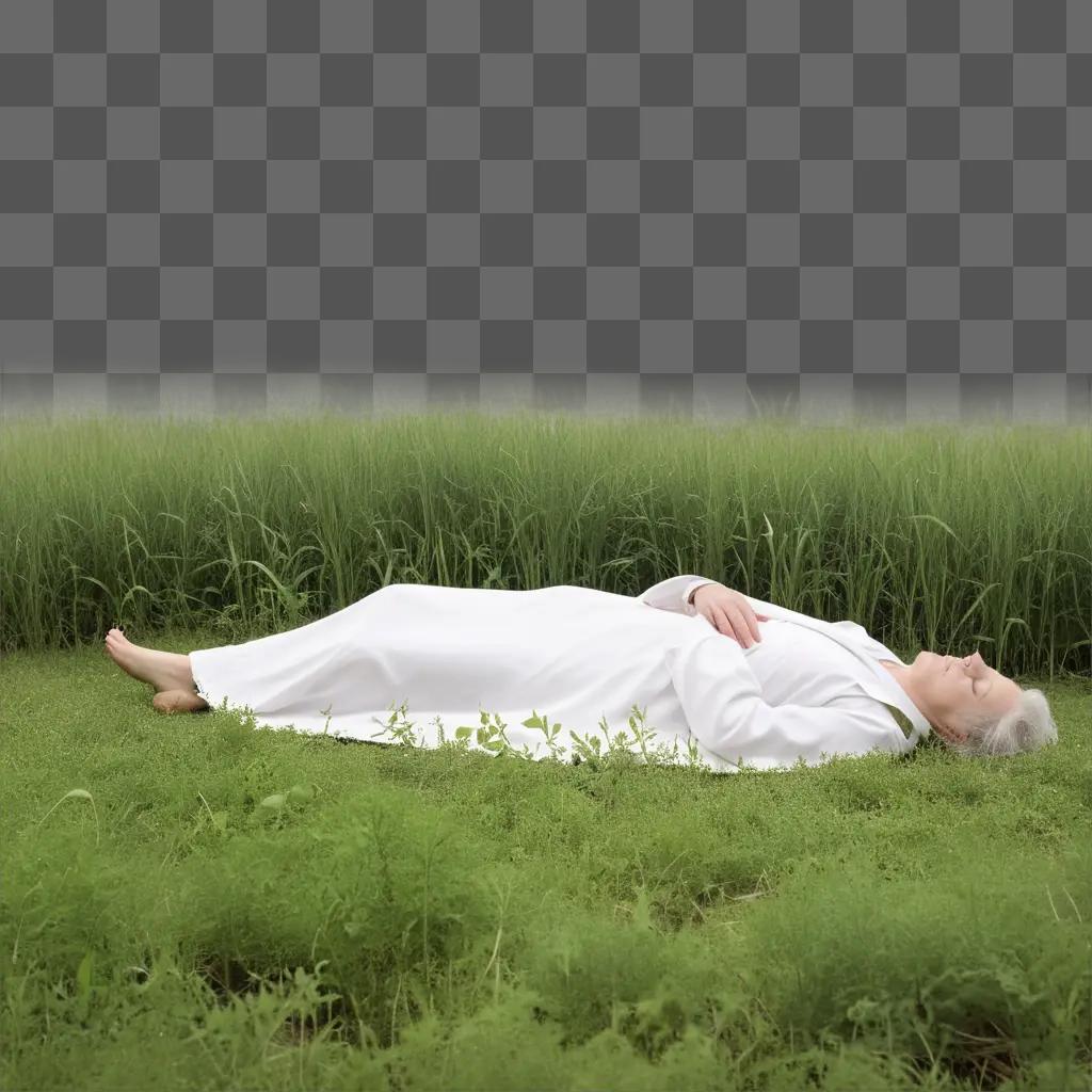 dead body lies in a field of green grass