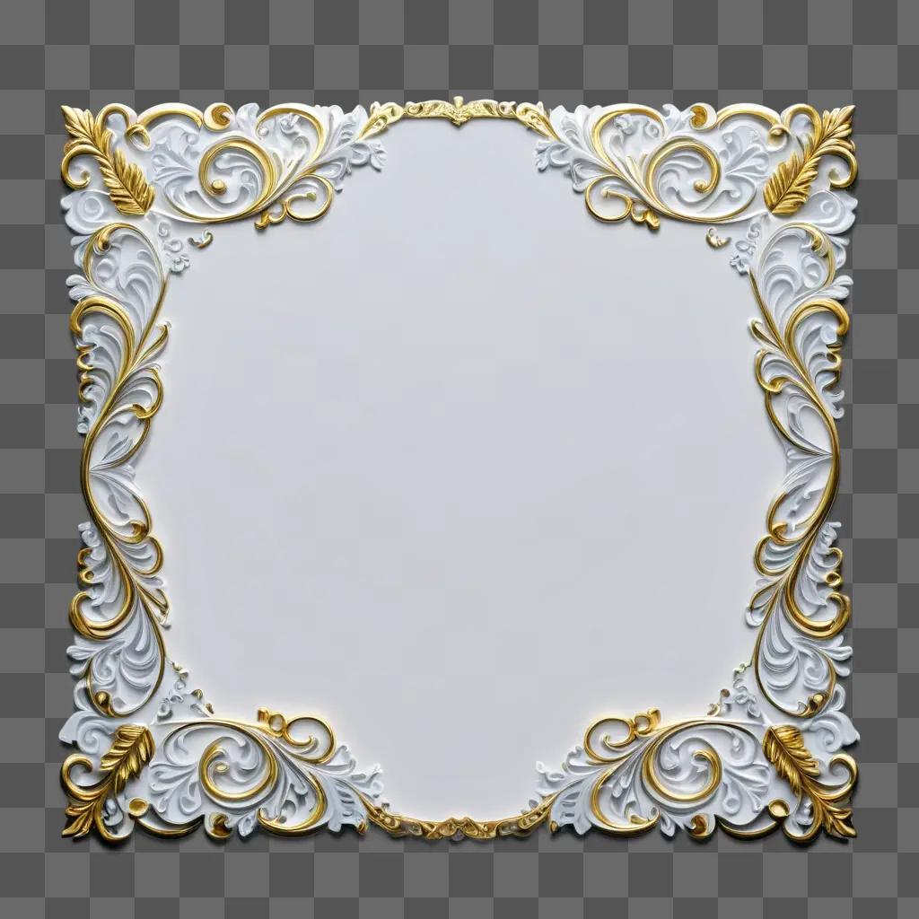 decorative gold border on a white background