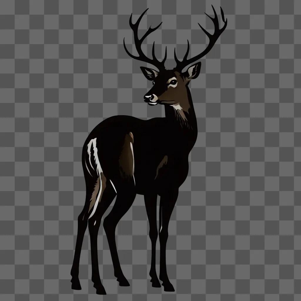 deer clipart A deer is standing in the dark