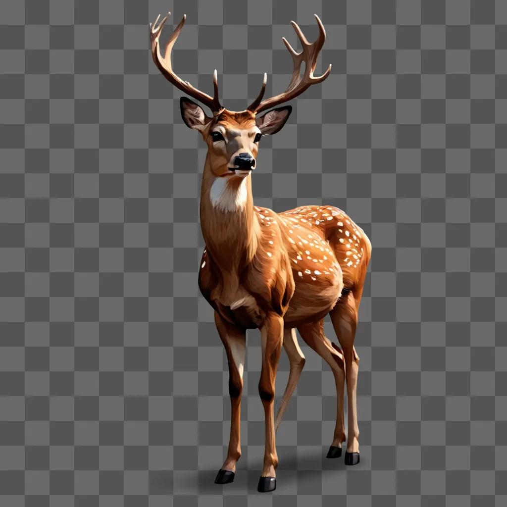 deer clipart A deer with antlers on a brown background