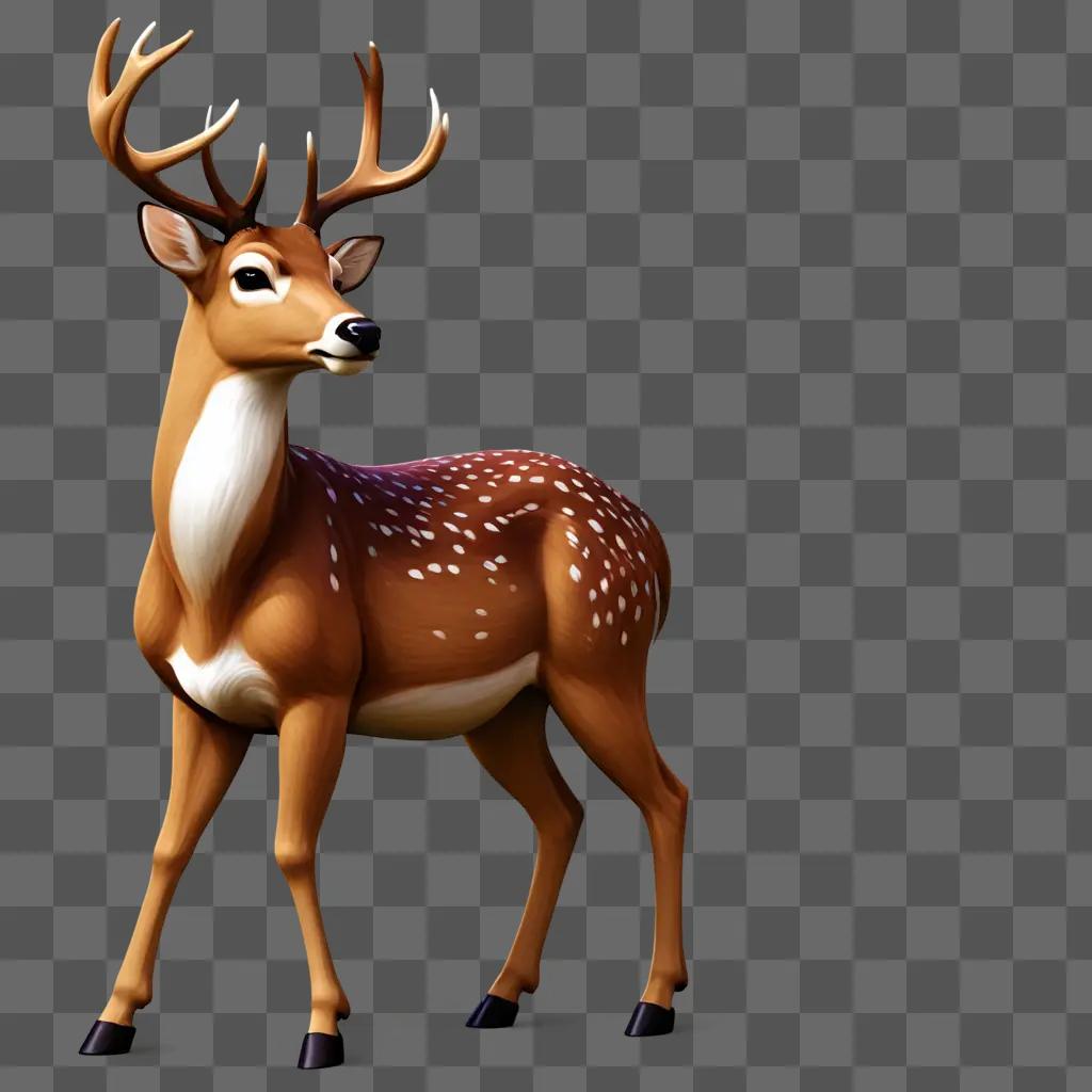 deer clipart A painted deer with white spots stands against a brown background