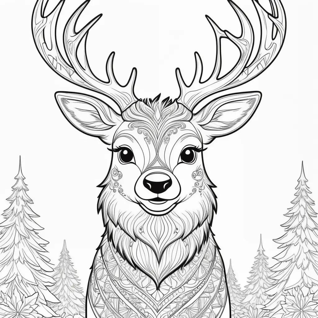 deer coloring page with a reindeer on it