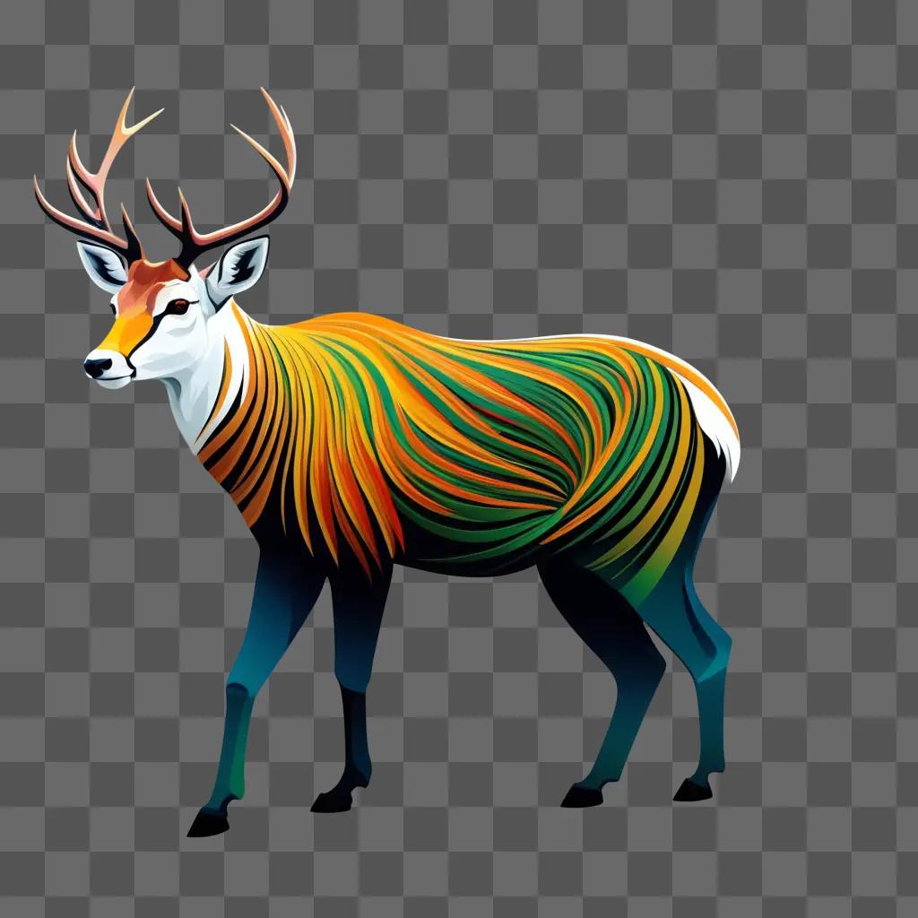 色とりどりの縞模様の鹿