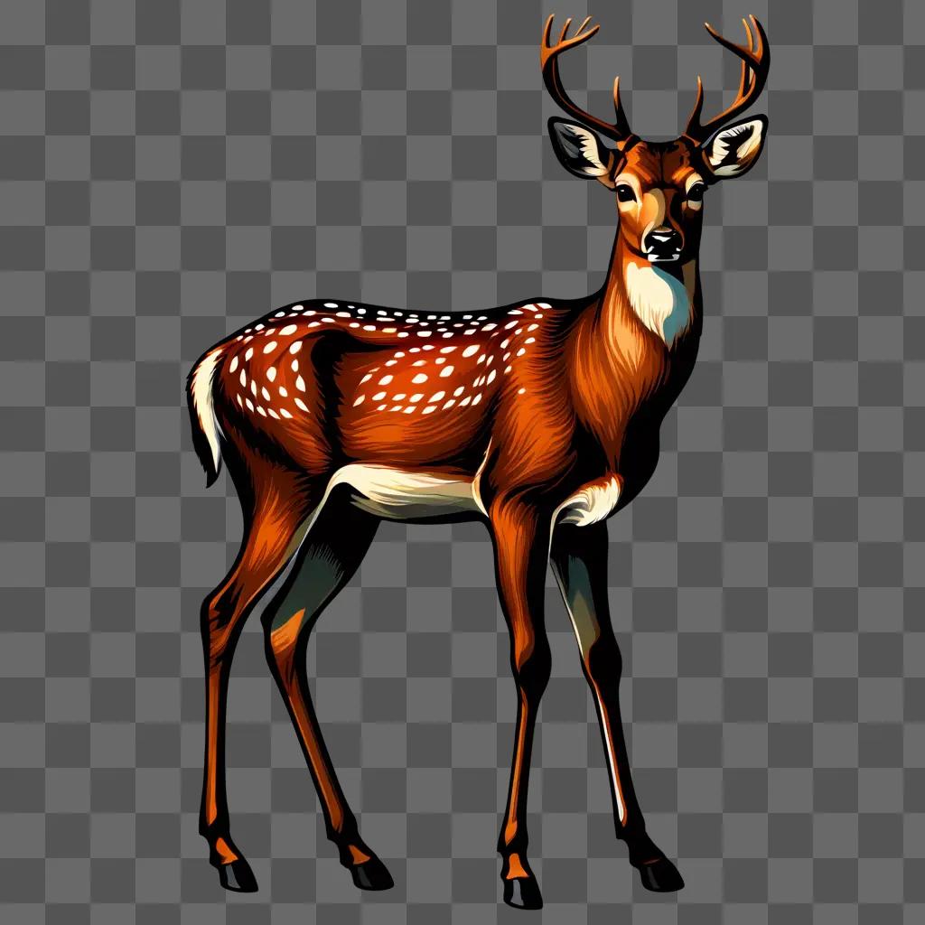 deer with antlers standing on a brown background