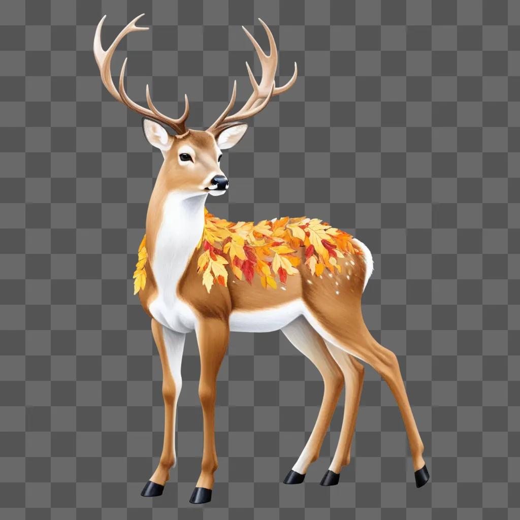 deer with leaves on its back is drawn