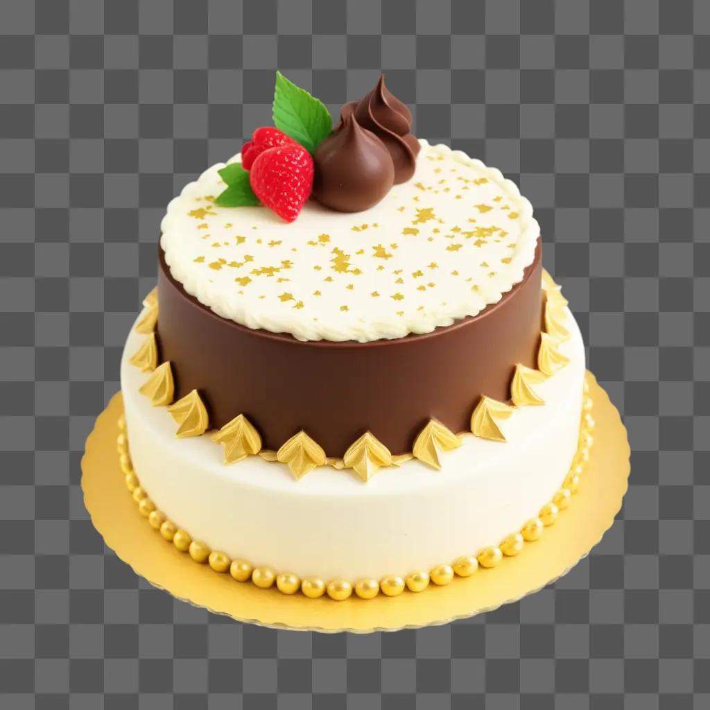 delicious chocolate and strawberry cake with gold accents