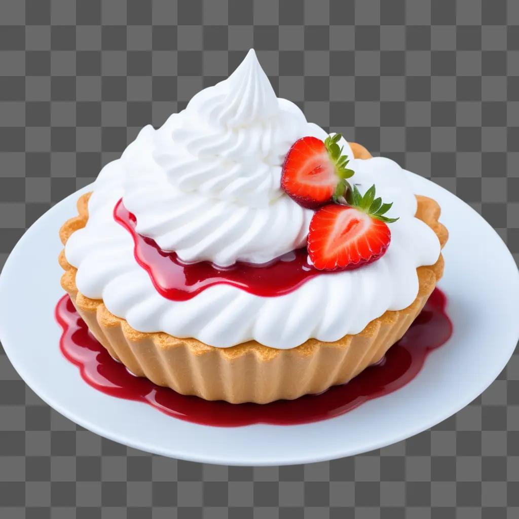 delicious dessert topped with whipped cream and strawberries