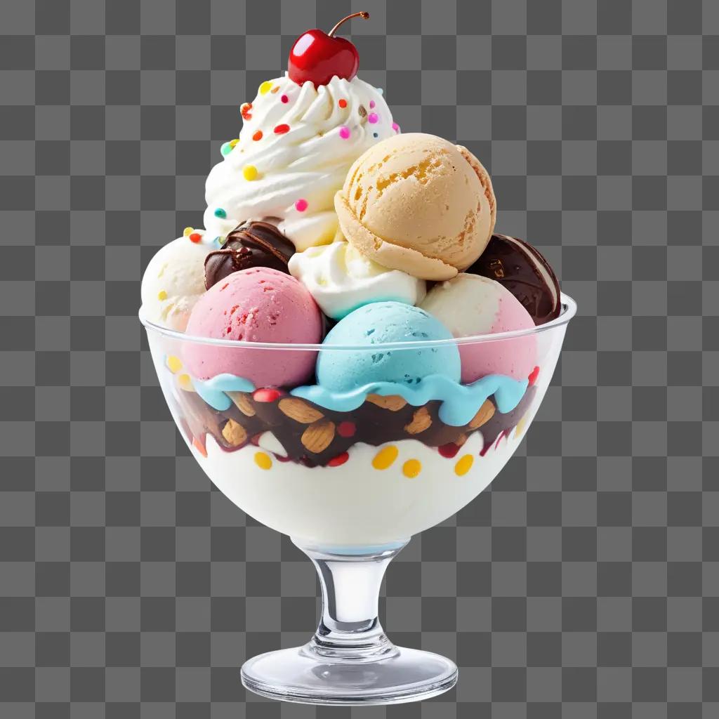 delicious ice cream sundae in a glass bowl