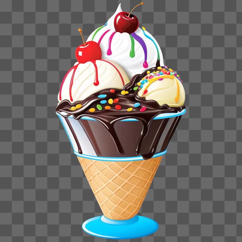 delicious ice cream sundae with colorful toppings