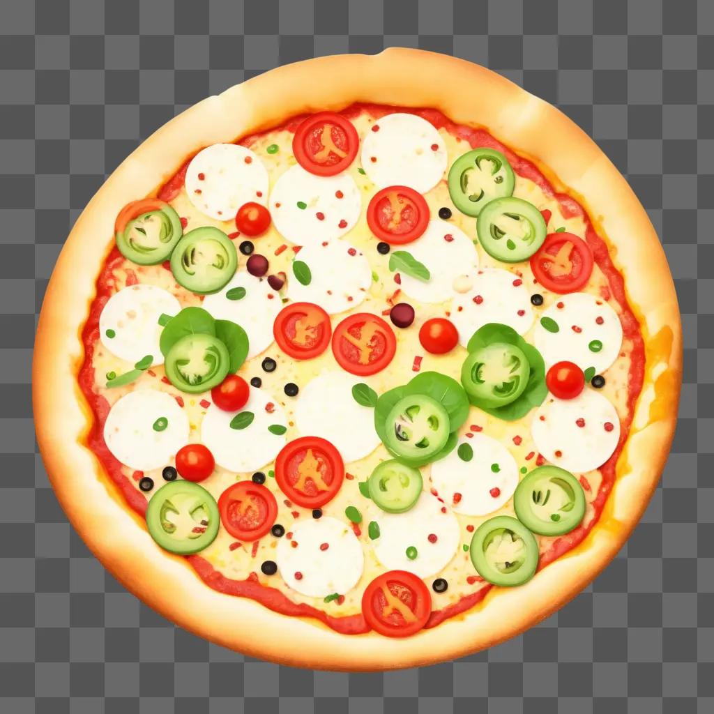 delicious pizza with a variety of toppings on a brown background