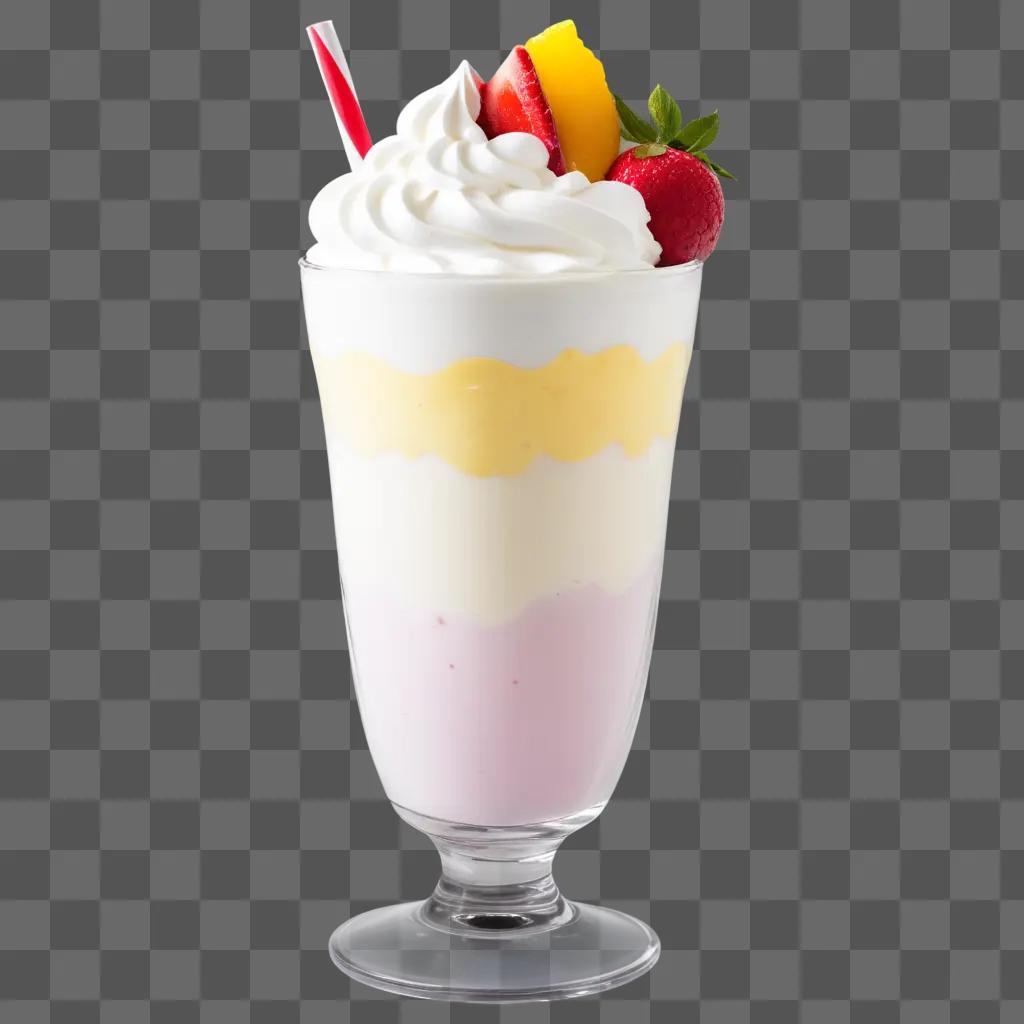 delicious strawberry milkshake in a tall glass