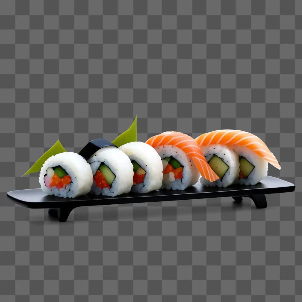 delicious sushi tray with a black background