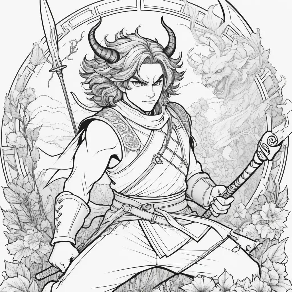 demon slayer coloring page with black and white lines