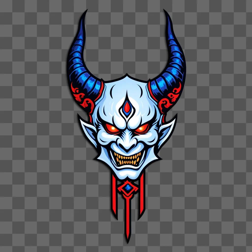 demon slayer logo with a red face and horns