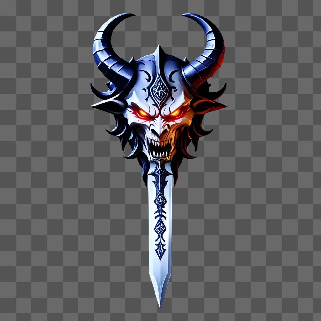 demon slayer logo with a skull face and a sword