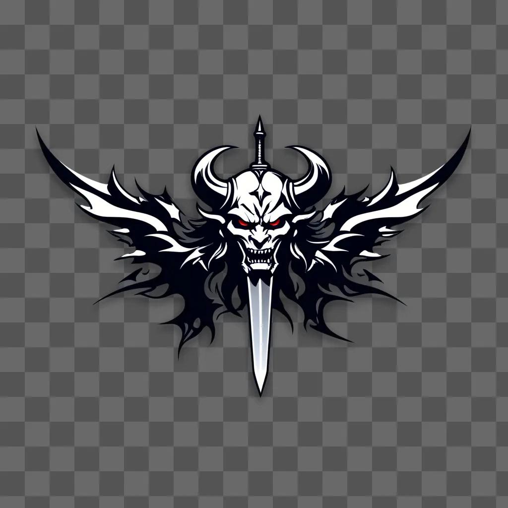 demon slayer logo with a sword and a skull