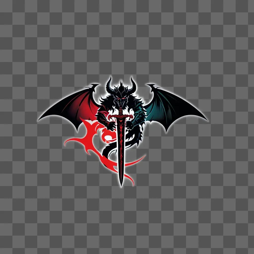 demon slayer logo with a sword and bat wings