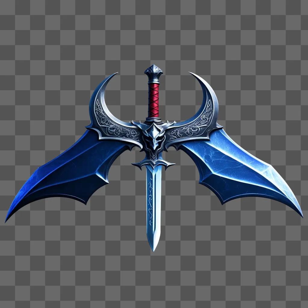 demon slayer logo with a sword and bat wings