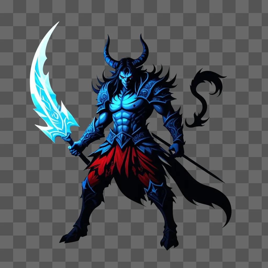 demon slayer with a blue logo