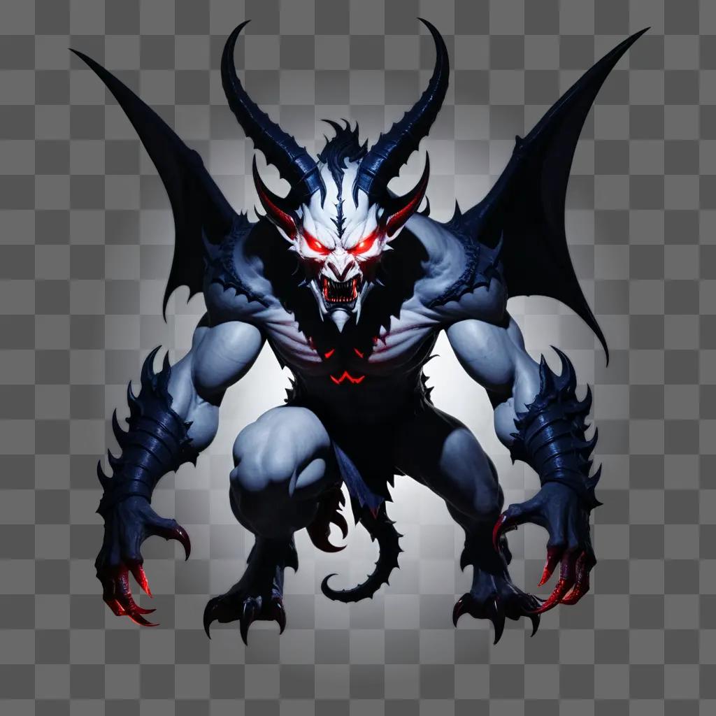 demon with red eyes and horns