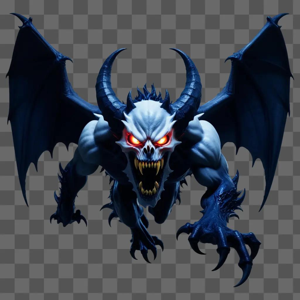 demonic creature with glowing eyes and bat-like wings